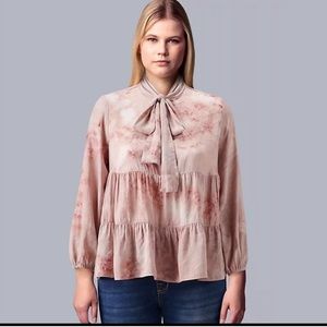 Simply Vera Vera Wang Tiered Bow-Neck Blouse size XS